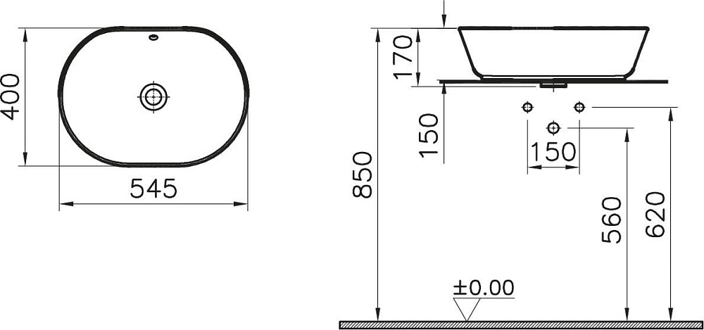Накладная раковина VitrA Geo 7427B003-0012