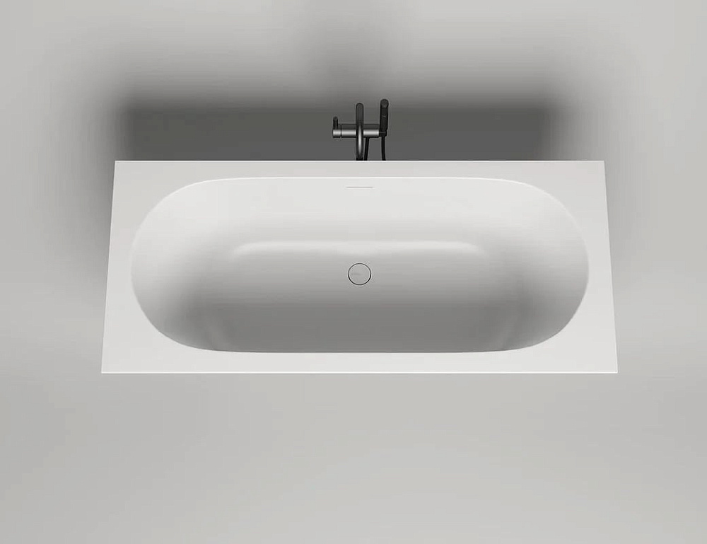 Ванна из искусственного камня Salini Ornella Axis Kit S-Sense 180x80 см, встраиваемая, белая, на нож