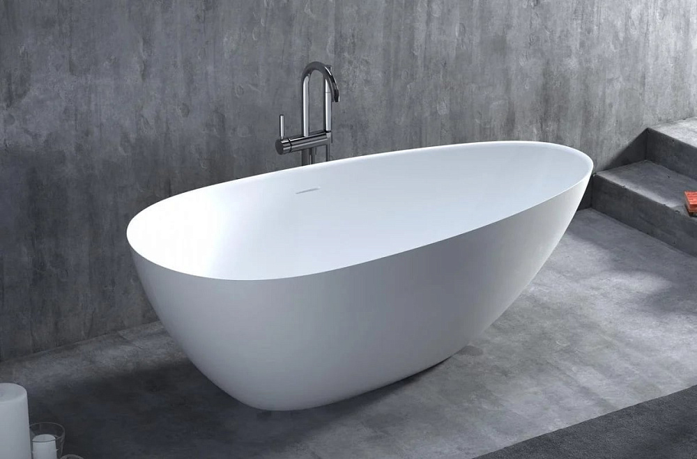 Ванна из искусственного камня Salini Paola In S-Sense 170x80 см, отдельностоящая, белая, овальная, с