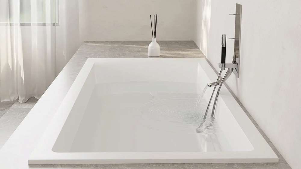 Ванна из искусственного камня Salini Cascata S-Sense 180x80 см, встраиваемая, матовая белая, на ножк
