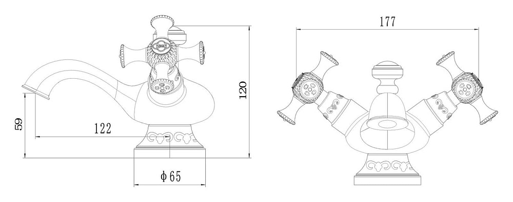 Смеситель для раковины Zorg Antic A 6011U-BR