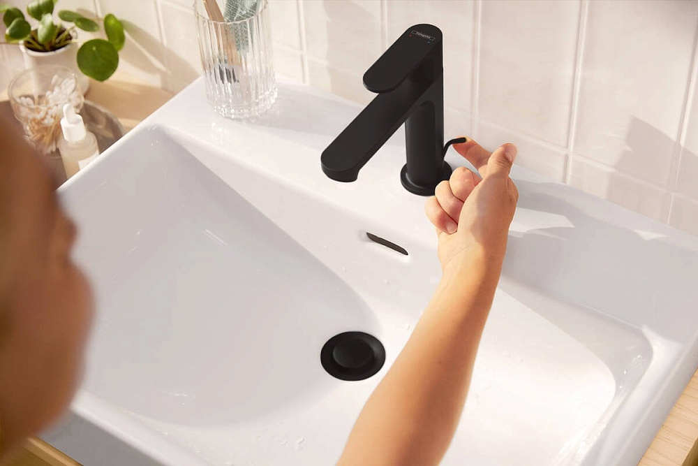 Смеситель для раковины Hansgrohe Rebris S 72517670 с донным клапаном, черный матовый