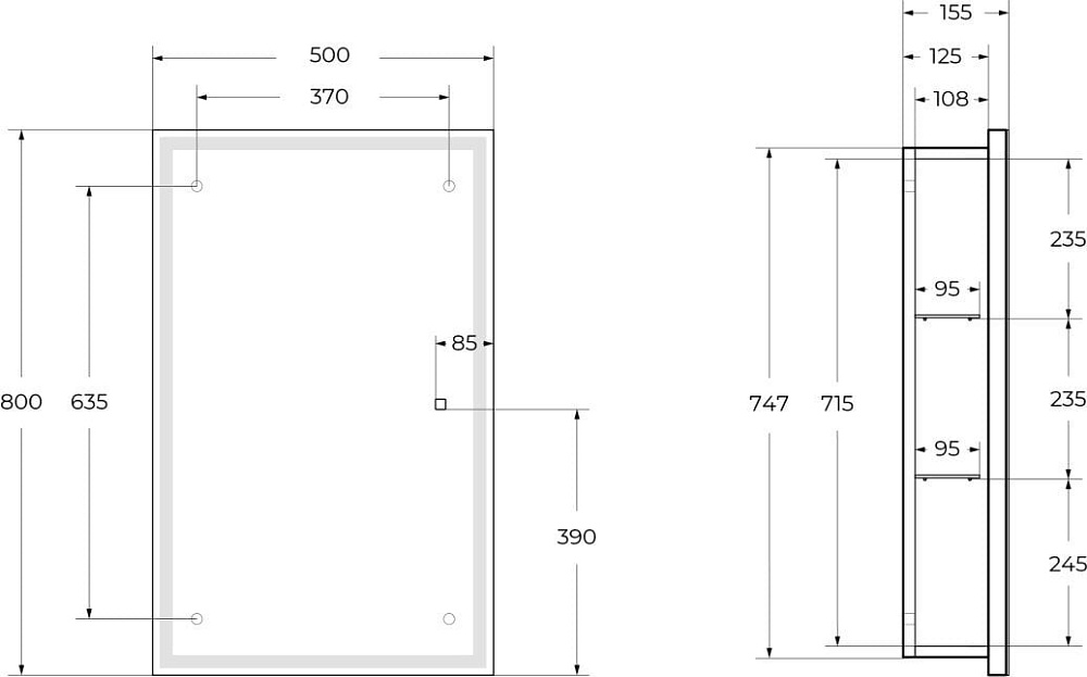 Зеркало-шкаф BelBagno 50x80 с подсветкой