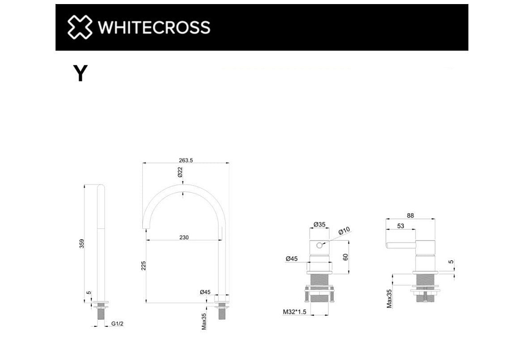 Смеситель для раковины WHITECROSS Y Y1218GM оружейная сталь