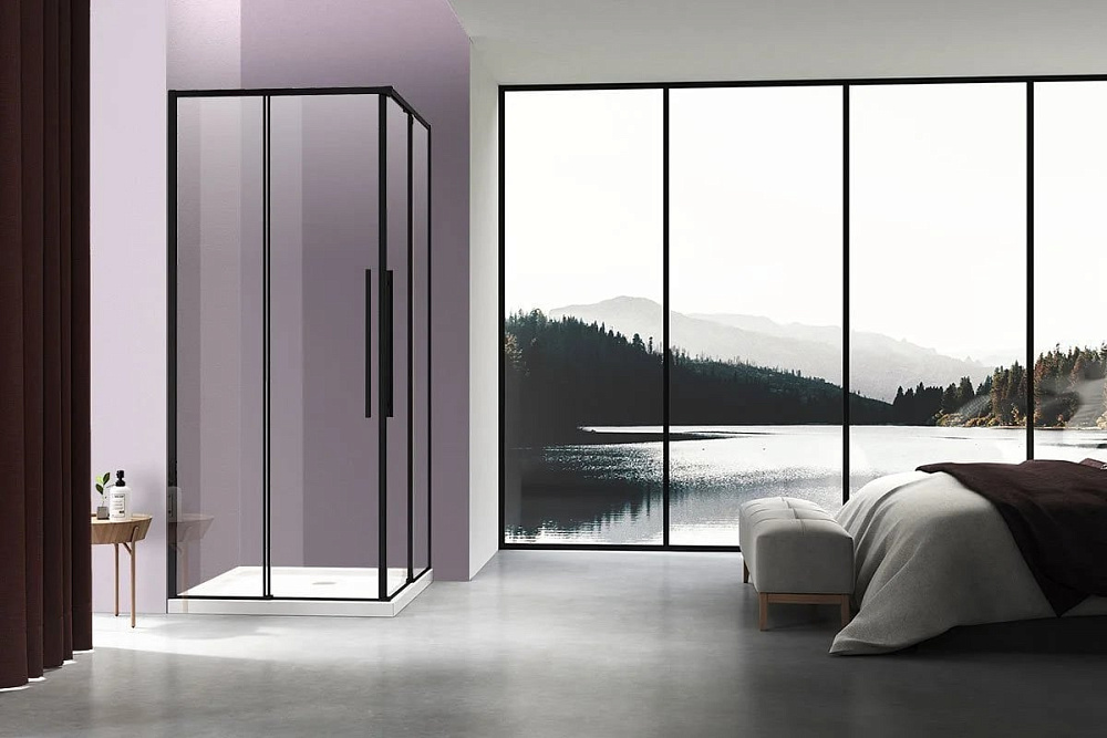 Душевой уголок Vincea Slim-N VSS-4SN8010CLB 100x80, профиль черный
