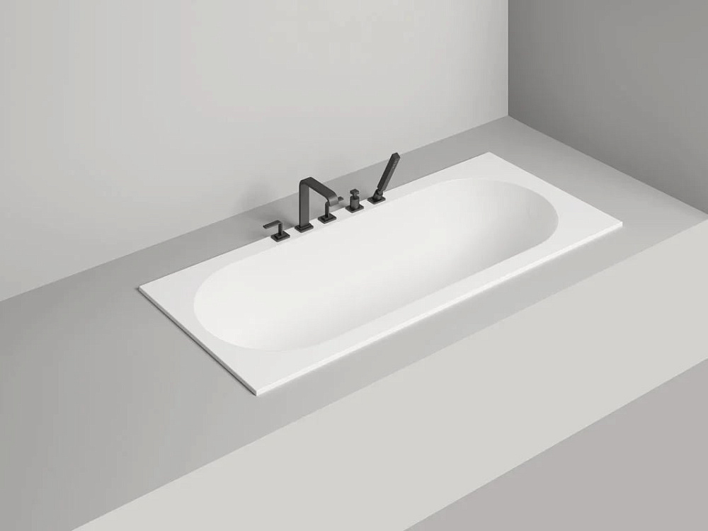 Ванна из искусственного камня Salini Ornella S-Sense 160x70 см, встраиваемая, матовая белая, на ножк