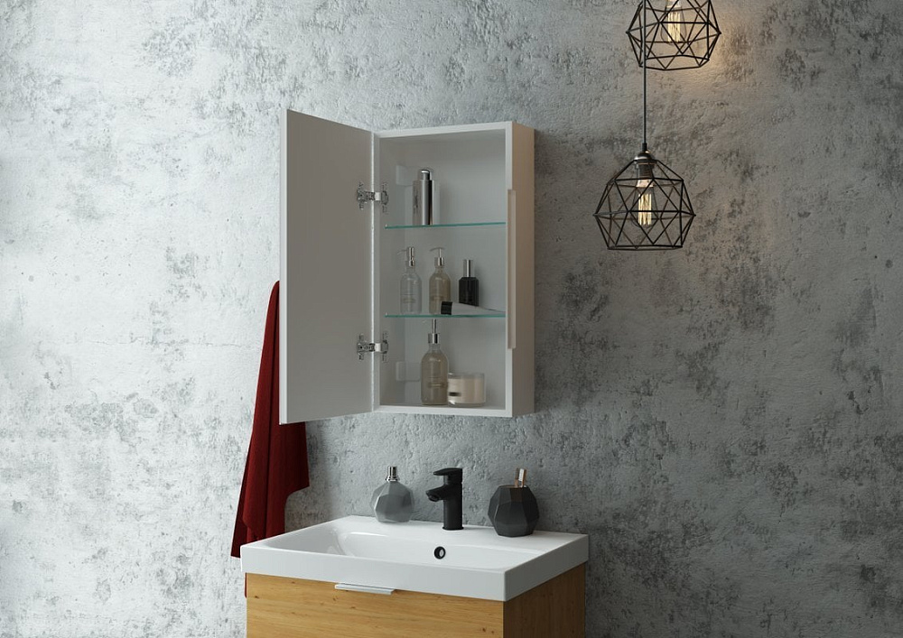 Зеркало-шкаф Art&Max Techno 35 L с подсветкой, белое