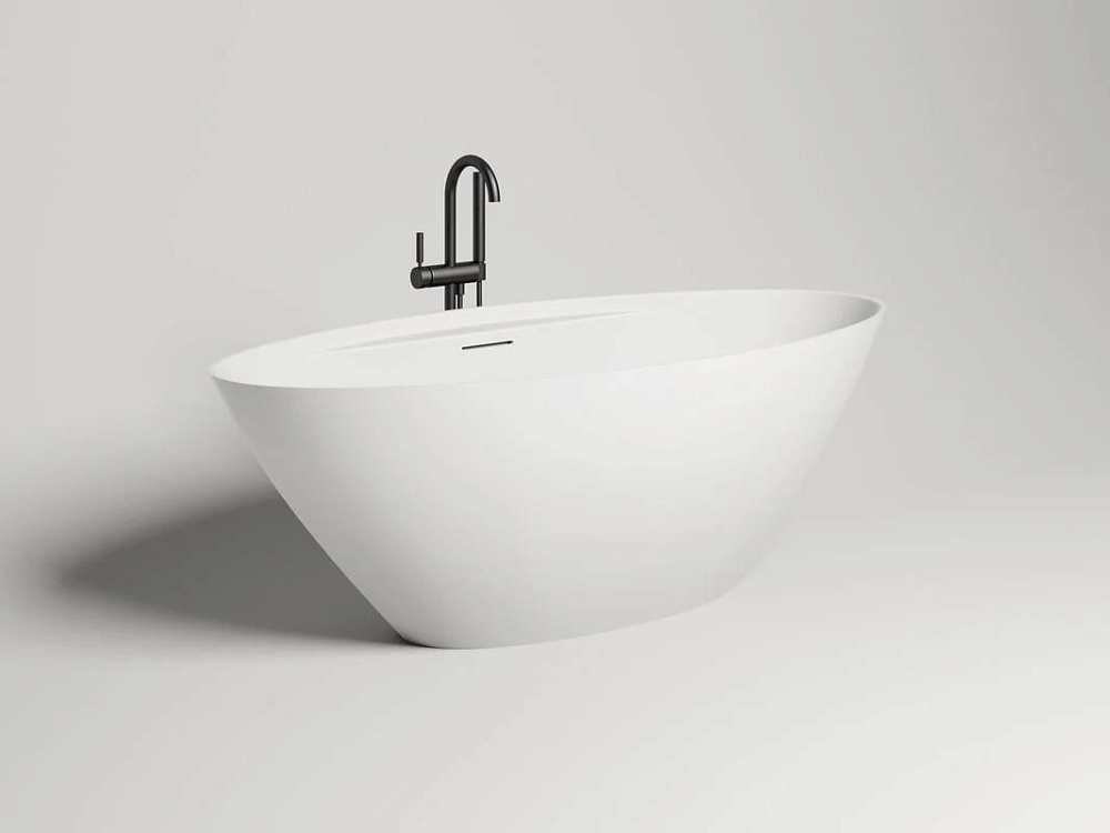 Ванна из искусственного камня Salini Diva S-Stone 180x85 см, отдельностоящая, матовая белая, овальна