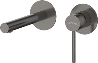 Смеситель для раковины Cezares Relax RELAX-BLI2-2-GM-W0 С ВНУТРЕННЕЙ ЧАСТЬЮ, оружейная сталь