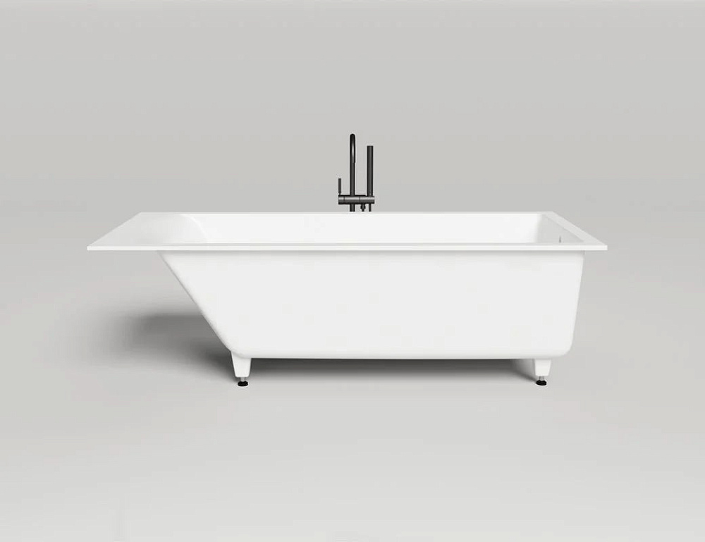 Ванна из искусственного камня Salini Cascata S-Sense 180x80 см, встраиваемая, матовая белая, на ножк