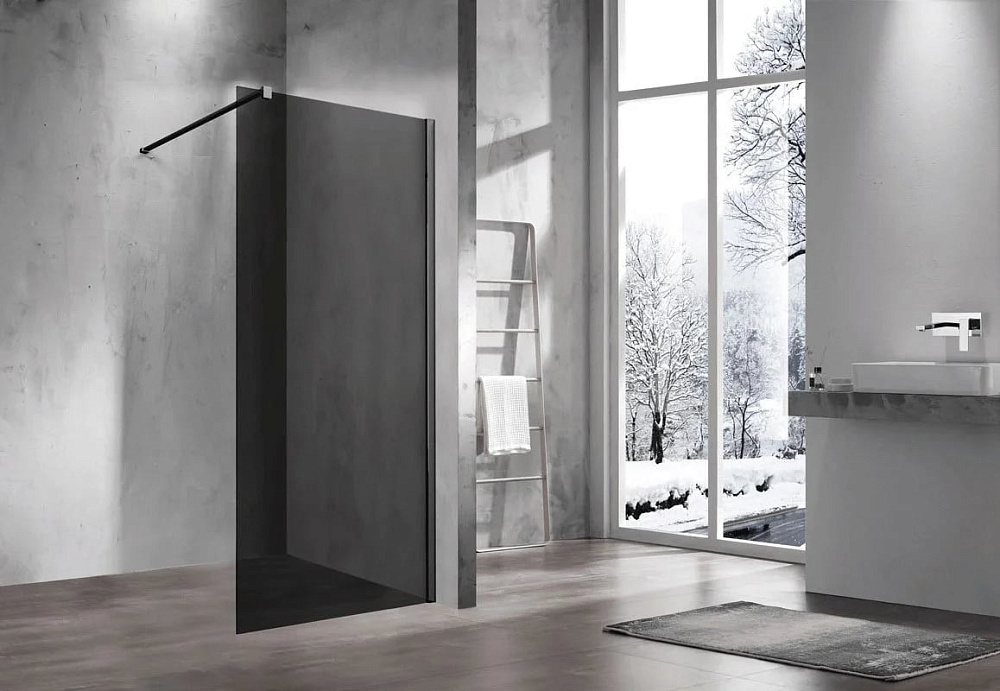 Душевая перегородка Vincea Walk-in VSW-1H900CGB 90 см, профиль матовый чёрный, стекло тонированное
