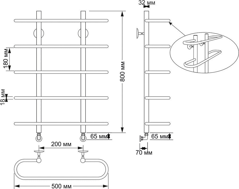 Полотенцесушитель водяной Secado Венеция 50x80, бронза