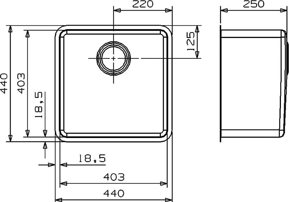Мойка кухонная Reginox Kansas Cuadrat LUX L 40x40 сталь