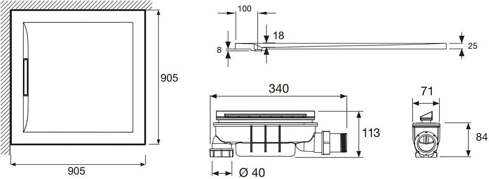 Поддон для душа Jacob Delafon Flight Pure E62321-00 90х90