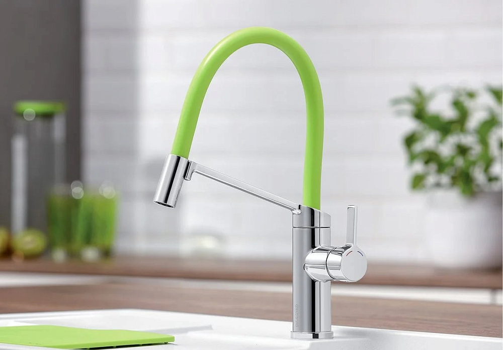 Смеситель для кухни Blanco Viu-S 524813 с гибким изливом, 4 цветных съемных шланга