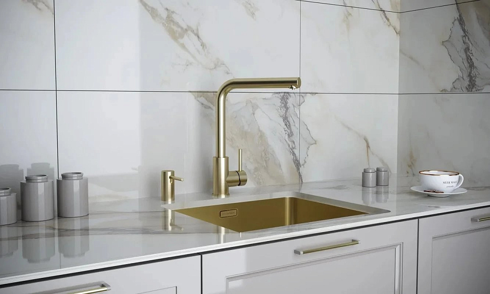 Смеситель для кухни Paulmark Twin Twin Tw213622-LG светлое золото