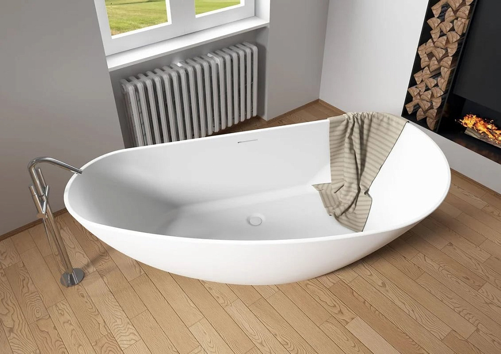 Ванна из искусственного камня Riho Granada B120001105 L 170x80 см, левая, отдельностоящая, матовая б