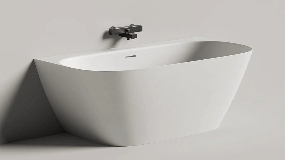 Ванна из искусственного камня Salini Sofia Wall S-Sense 160x80 см, пристенная, белая, овальная, с до