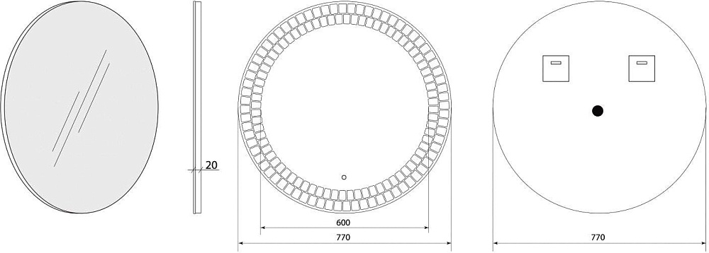 Зеркало круглое Art&Max Аcerra 77 с LED-подсветкой, 6000К