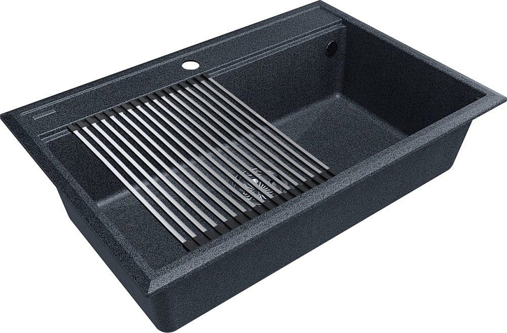 Мойка кухонная Paulmark Stepia + Step PM117551-DG+R375-BS графит