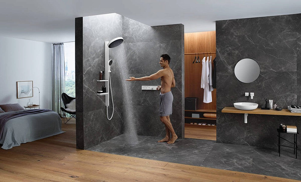 Термостатический смеситель встраиваемый Hansgrohe RainSelect 15380700, для душа, матовый белый