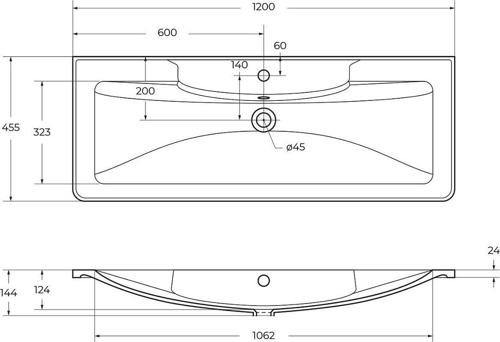 Мебельная раковина BelBagno BB1200/455-LV-ART-ALR-NERO черная матовая
