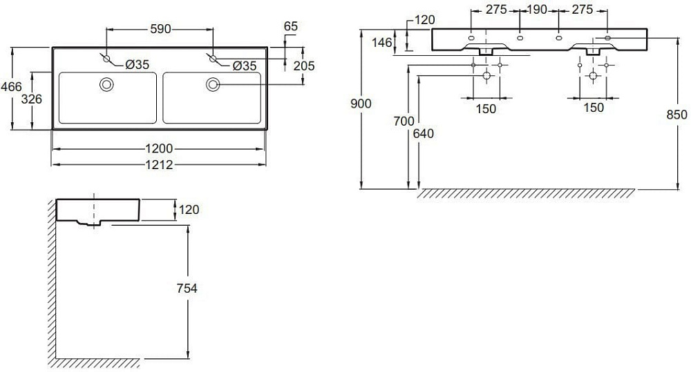 Мебельная раковина Jacob Delafon Vivienne EXBL112-00 120 см двойная