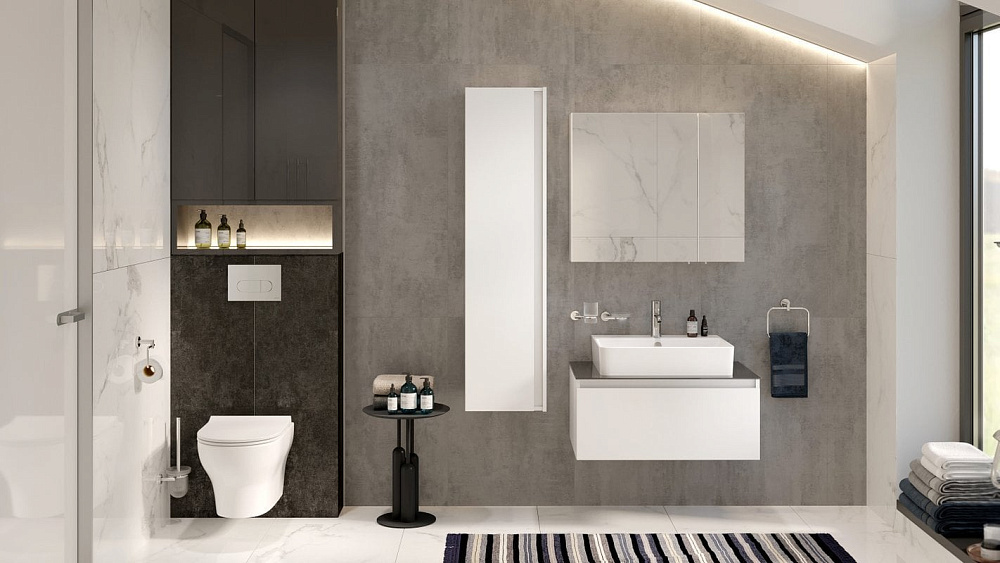 Шкаф-пенал для ванной VitrA Nuo 35 глянцевый белый