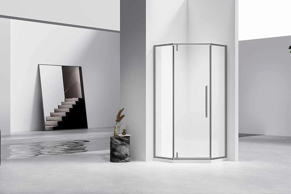 Душевой уголок Vincea Slim-N VSP-4SN100CLGM 100х100, профиль вороненая сталь, стекло прозрачное