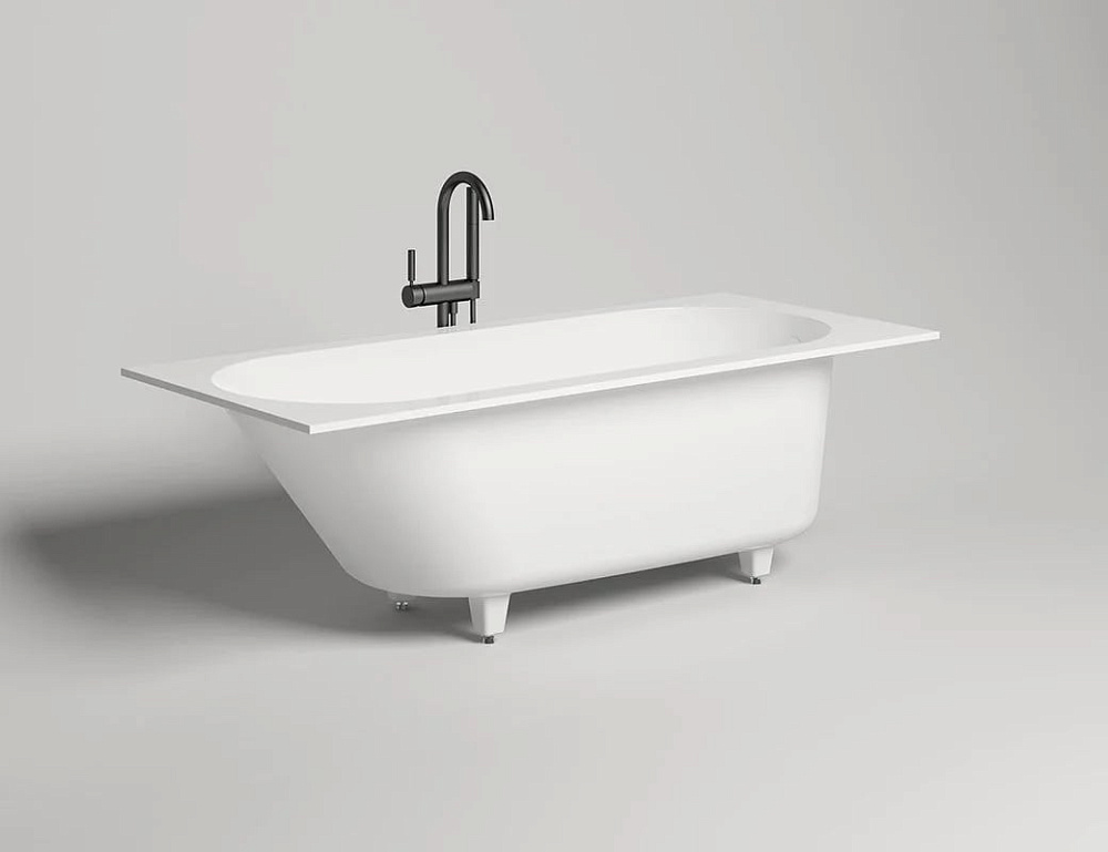 Ванна из искусственного камня Salini Ornella S-Sense 170x80 см, встраиваемая, белая, на ножках