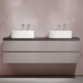 Тумба с раковиной Sancos Snob T 160 doha soft, столешница черный мрамор TT160A1, раковина CN6052