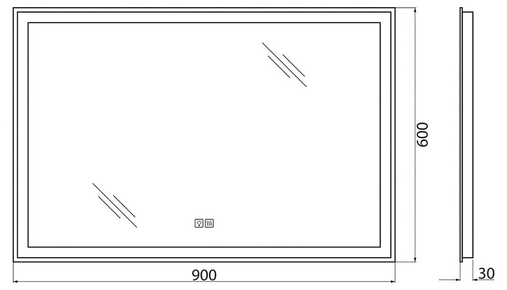 Зеркало BelBagno SPC-GRT-900-600-LED-TCH-WARM с подсветкой и подогревом