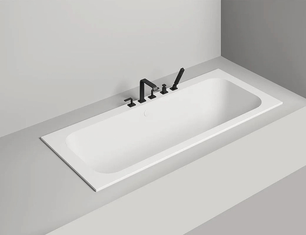 Ванна из искусственного камня Salini Orlanda Axis S-Sense 180x80 см, встраиваемая, матовая белая, на