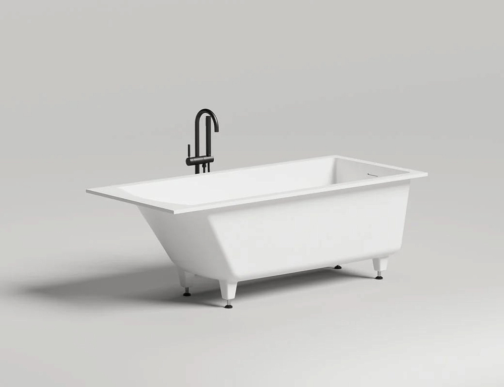 Ванна из искусственного камня Salini Cascata Kit S-Sense 170x70 см, встраиваемая, белая, на ножках, 