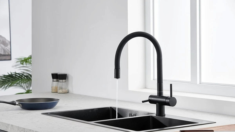 Смеситель для кухни Emar Steel ЕС - 3015 black