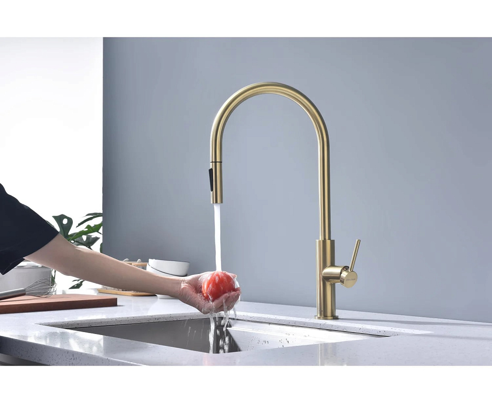 Смеситель для кухни Paulmark Senso Se215180-LG светлое золото