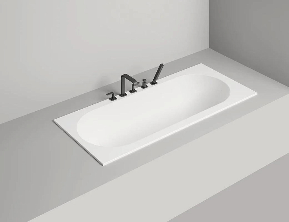 Ванна из искусственного камня Salini Ornella S-Sense 180x80 см, встраиваемая, матовая белая, на ножк