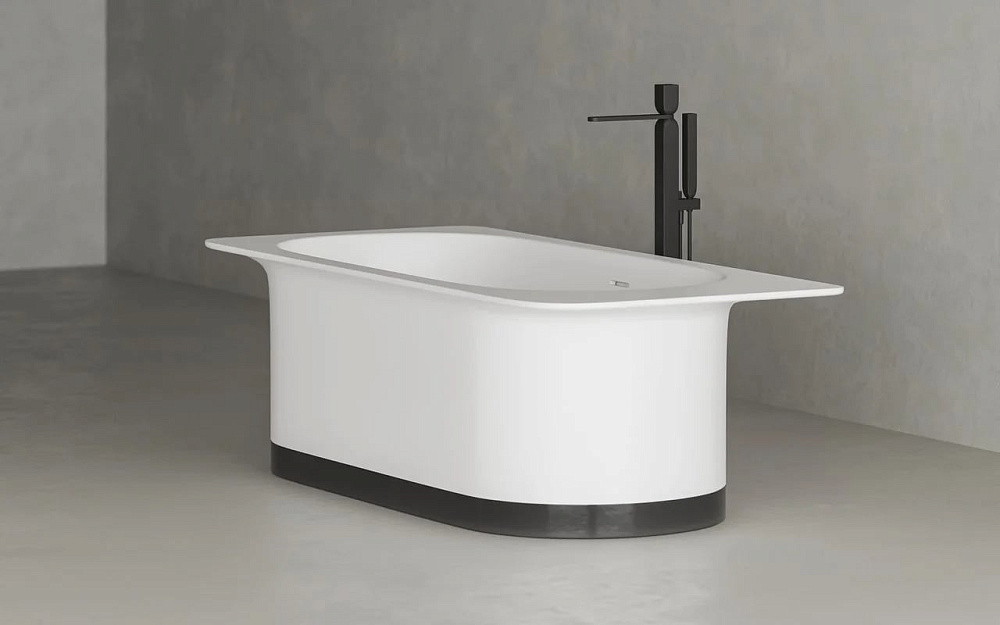 Ванна из искусственного камня Salini Ninfea S-Stone 180x80 см, отдельностоящая, матовая белая, со сл
