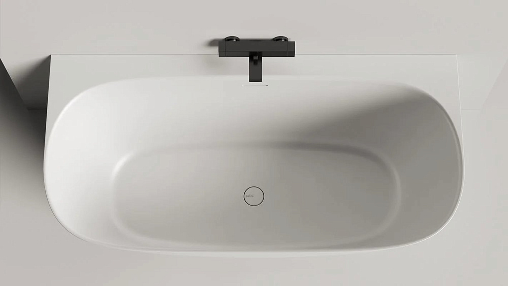 Ванна из искусственного камня Salini Sofia Wall S-Sense 160x80 см, пристенная, белая, овальная, с до