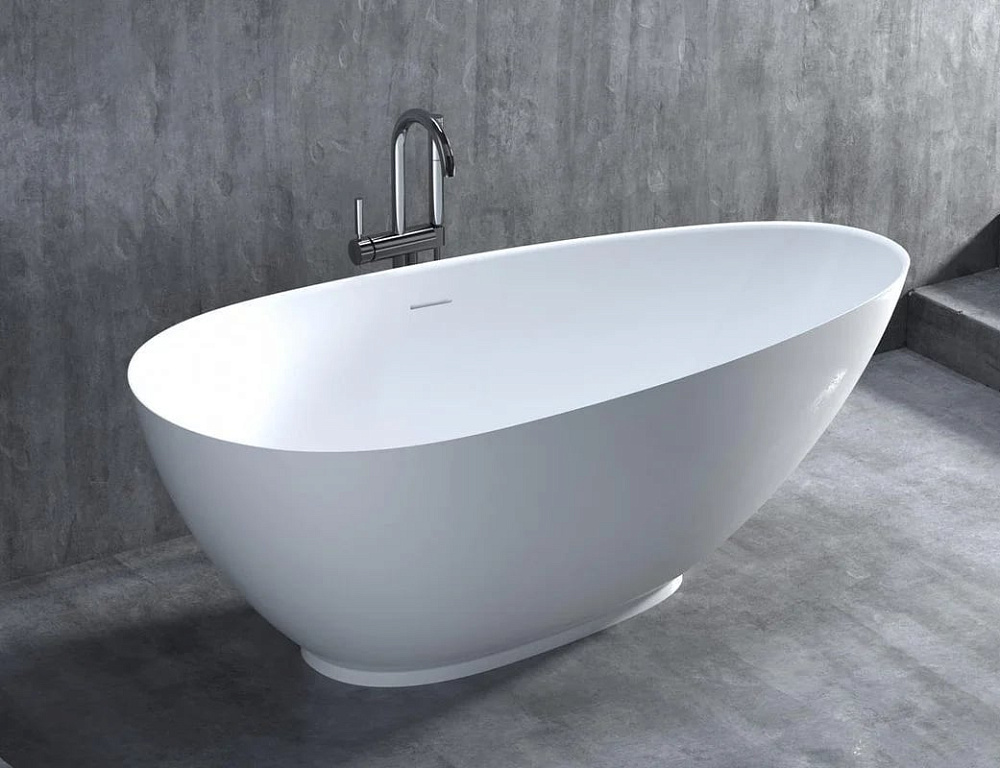 Ванна из искусственного камня Salini Paola S-Sense 160x75 см, отдельностоящая, белая, овальная, со с