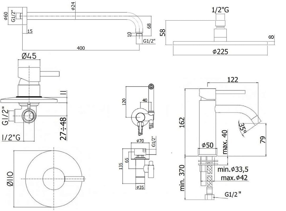 Комплект для ванной Paffoni Light KITZLIG011CR071 С ВНУТРЕННЕЙ ЧАСТЬЮ, хром