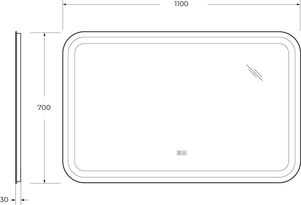 Зеркало Cezares Stylus 110х70 с подсветкой, с антизапотевателем