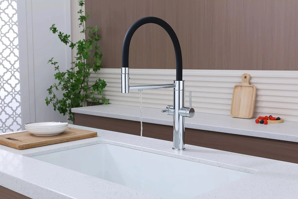 Смеситель для кухни Paulmark Nexus Ne213999-CR с гибким изливом, хром