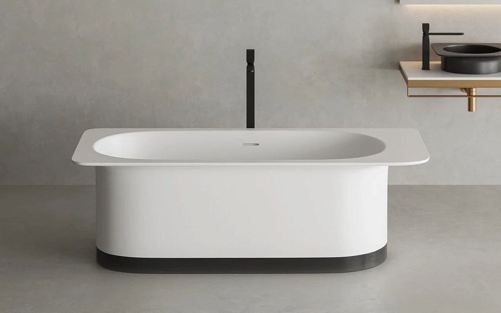 Ванна из искусственного камня Salini Ninfea S-Stone 180x80 см, отдельностоящая, матовая белая, со сл