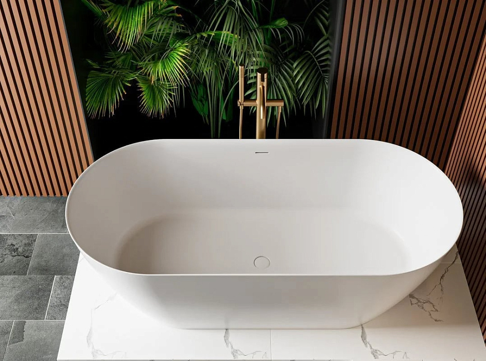 Ванна из искусственного камня Cezares Relax Solid Surface 170x80 см, отдельностоящая, матовая белая,