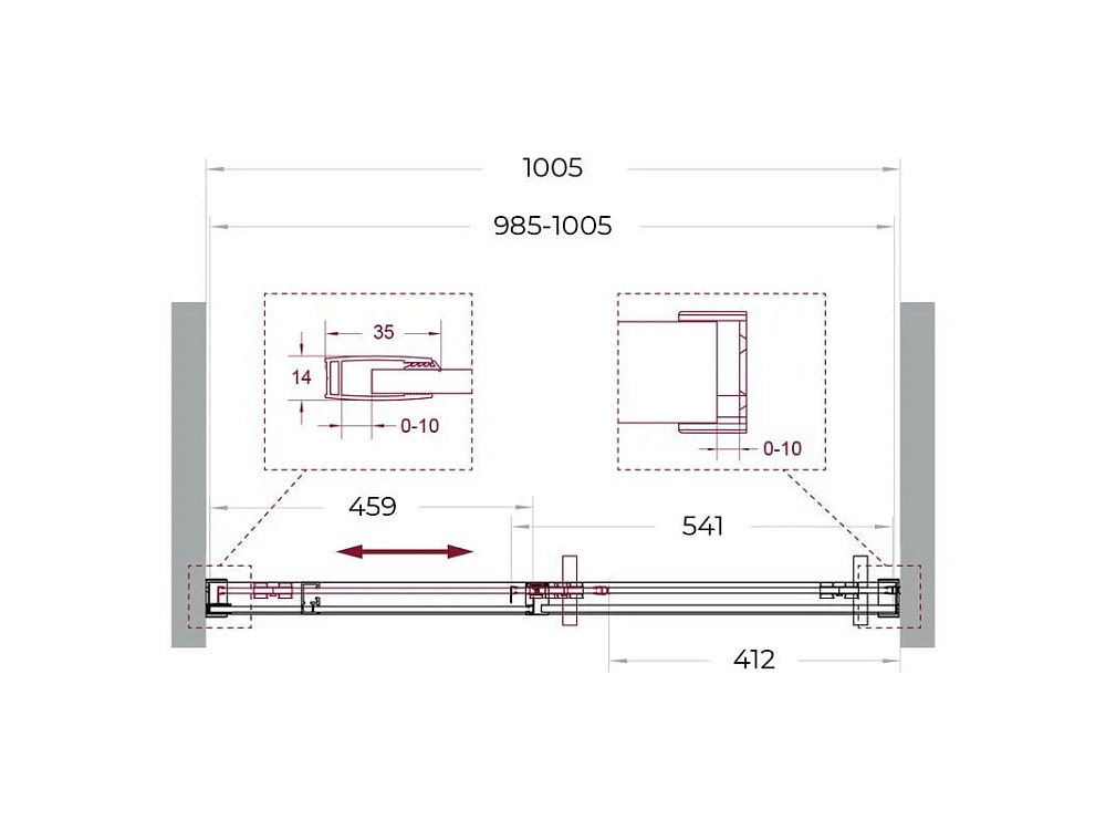 Душевая дверь в нишу BelBagno Soft Close-1 BF-1-100-C-Cr профиль хром