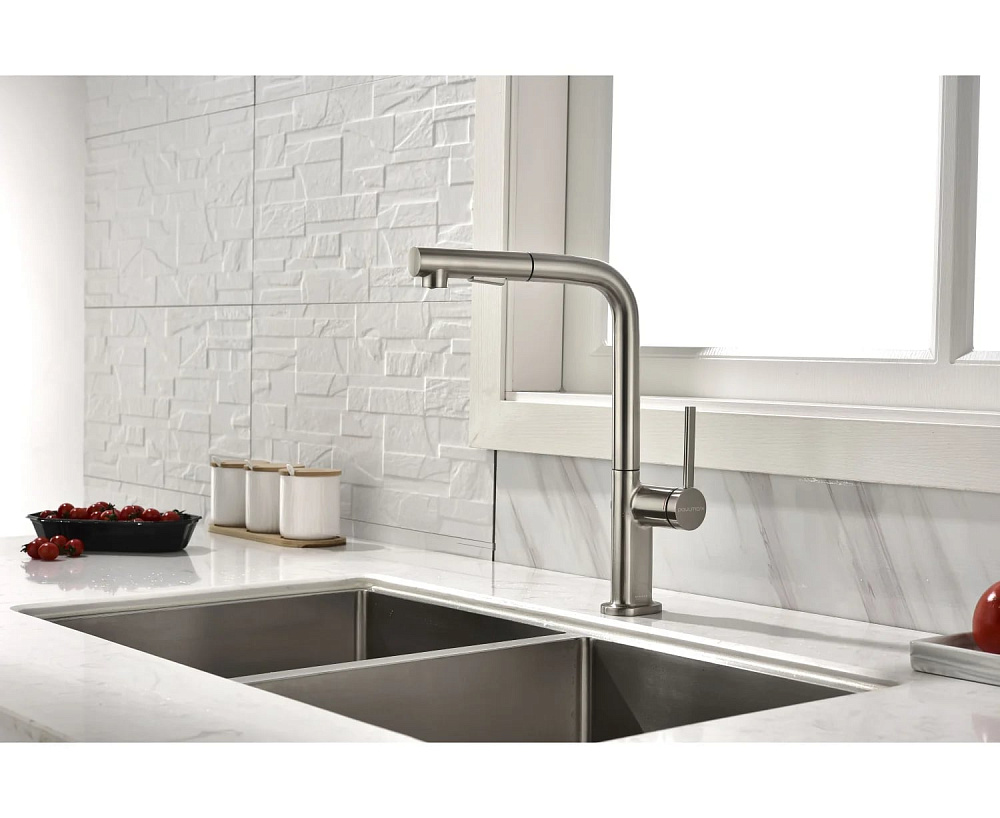Смеситель для кухни Paulmark Neo Ne214419-BS, брашированная сталь