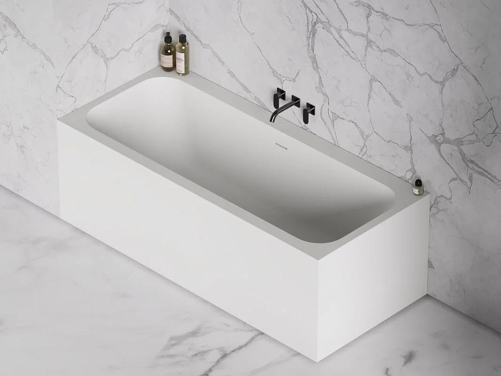 Ванна из искусственного камня Salini Orlanda S-Sense 170x80 см, встраиваемая, матовая белая, на ножк