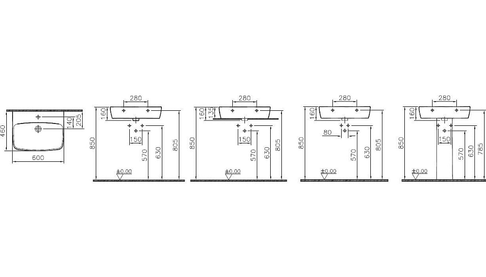 Накладная раковина VitrA Shift 7077B003-0973 60 см
