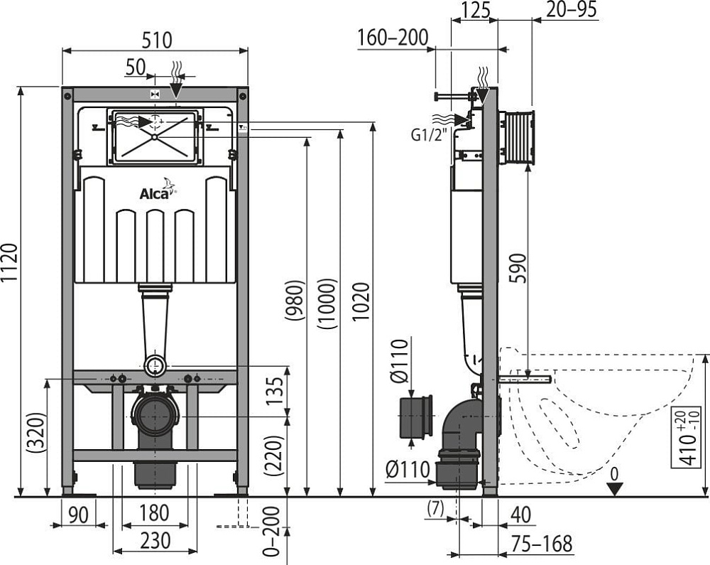 Система инсталляции для унитазов AlcaPlast A101 Sadromodul AM101/1120-0001